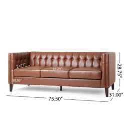 Pondway Contemporary Faux Leather Tufted 3 Seater Sofa - Christopher Knight Home -Ckhome2u Store GUEST c7cd0597 fa95 4238 9530 54287a74fad1