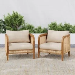 Christopher Knight Home Maciej Patio Rustic Acacia Wood Upholstered Club Chair With Rattan-Wrapped Frame, Teak/Beige 15 Christopher Knight Home Maciej Patio Rustic Acacia Wood Upholstered Club Chair With Rattan-Wrapped Frame, Teak/Beige -Ckhome2u Store GUEST c838966d c11d 4794 bfde 535bf634cee1