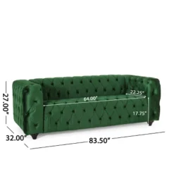 Sagewood Contemporary Velvet Tufted 3 Seater Sofa Emerald/Espresso - Christopher Knight Home -Ckhome2u Store GUEST c977c5d2 d191 491e a91f d79ac037e69e