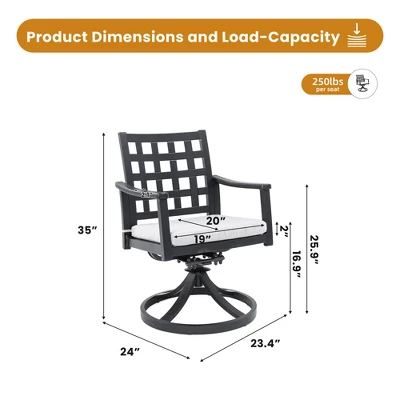 Christopher Knight Home Beau Outdoor Lattice Backrest Aluminum Swivel Rockers Chair With Removable Sunbrella Fabric Cushion(Set Of 2) 2 Christopher Knight Home Beau Outdoor Lattice Backrest Aluminum Swivel Rockers Chair With Removable Sunbrella Fabric Cushion(Set Of 2) - Image 2