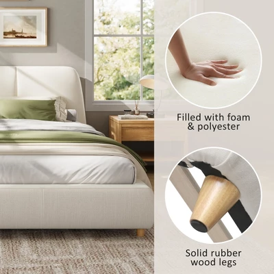 Christopher Knight Home Cletes Modern Wood And Metal Platform Bed With Upholstered Headboard 3 Christopher Knight Home Cletes Modern Wood And Metal Platform Bed With Upholstered Headboard - Image 3