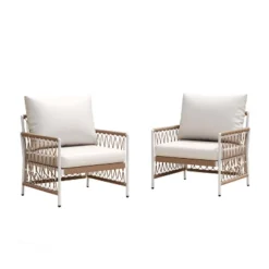 Christopher Knight Home Miles Bohemian Patio Lounge Chair With Handwoven Rope And Cushions (Set Of 2) -Ckhome2u Store GUEST cee4181e 31cb 40f9 bfa9 2748b09c64d6