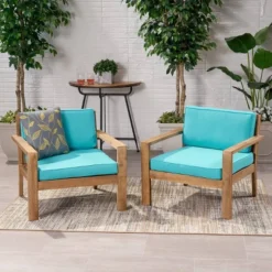 Santa Ana 2pk Acacia Wood Club Chairs: Weather-Resistant With Polyester Cushions - Christopher Knight Home -Ckhome2u Store GUEST cf36d1ec b118 41dc ae66 e98c6b7f1e1e