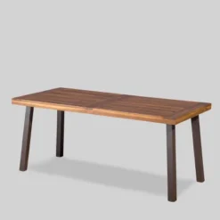 Christopher Knight Home Rust Water And UV-Resistant Rectangle Acacia Wood Outdoor Patio Dining Table Teak Finish: Weather-Resistant Patio Furniture -Ckhome2u Store GUEST d0f51bca 823a 49a5 bbd7 e30044e14a84