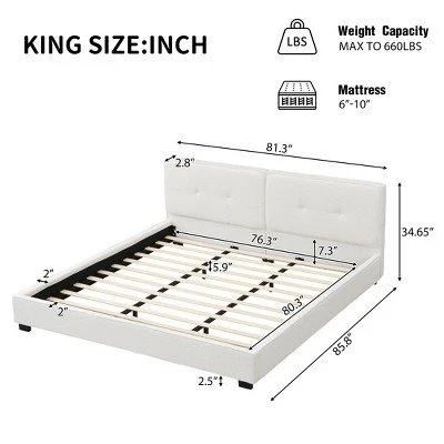 Christopher Knight Home Ginny King Size Upholstered Platform Bed With Tufted Headboard 2 Christopher Knight Home Ginny King Size Upholstered Platform Bed With Tufted Headboard - Image 2