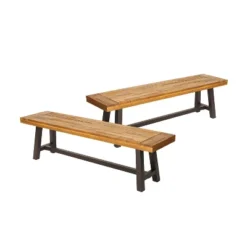 Christopher Knight Home 2pc Carlisle Outdoor Acacia Benches Sandblasted Brown/Rustic -Ckhome2u Store GUEST d3c759a9 4cb9 4eea a0ce 697fe7f08cb4