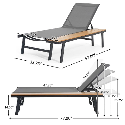 Waterloo Mesh And Aluminum Table Chaise Lounge - Gray - Christopher Knight Home 4 Waterloo Mesh And Aluminum Table Chaise Lounge - Gray - Christopher Knight Home - Image 4