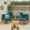 Perla 4pk Acacia Wood Club Chairs - Teak/Blue - Christopher Knight Home: Outdoor Seating With Iron Hardware, Foam Cushions -Ckhome2u Store GUEST d53c5648 dfaf 4f12 a3dd 8d2217cfd699