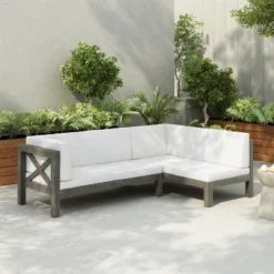 Christopher Knight Home Lyra Outdoor Acacia Wood 4 Seater 88.5" Sectional Sofa With Cushions -Ckhome2u Store GUEST d608b594 c747 4ee5 a5b6 c5958c5a2294