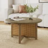 Christopher Knight Home Nova Farmhouse Rattan Rubberwood Round Coffee Table With Criss Cross Design -Ckhome2u Store GUEST d65b94b7 e549 46bb af12 84b4c1475533