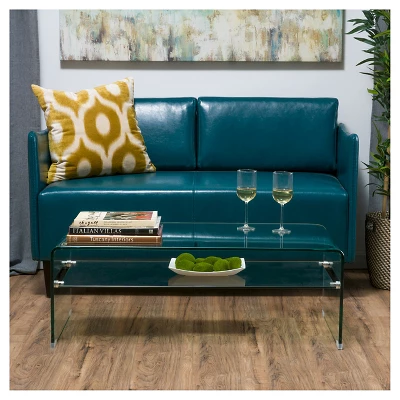 Ramona Glass Rectangle Coffee Table W/ Shelf Clear - Christopher Knight Home 1 Ramona Glass Rectangle Coffee Table W/ Shelf Clear - Christopher Knight Home