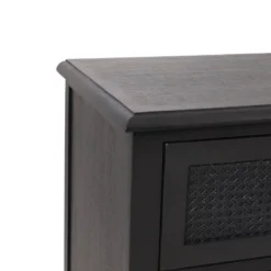 Newell Rustic Acacia Wood And Cane 3 Drawer Dresser Dark Gray - Christopher Knight Home -Ckhome2u Store GUEST db0b6d2f 793d 4697 b630 02e38bc9b204