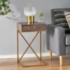 Bucyrus Rustic Glam Handcrafted Acacia Wood C Shaped Side Table Dark Brown/Gold - Christopher Knight Home -Ckhome2u Store GUEST dc353a4b 6be4 42ae 887e 2fefb0ed1205