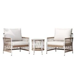 Christopher Knight Home Delphine Bohemian 3 Piece Patio Handwoven Rope Seating Set With Glass Top Side Table -Ckhome2u Store GUEST dc487e91 a1e1 4289 8a84 020236f3e645