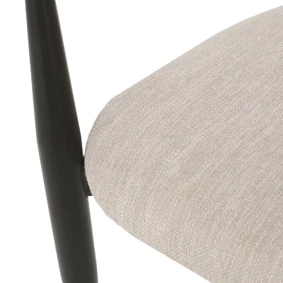 Christopher Knight Home Set Of 2 Elmore Iron Upholstered Dining Chairs Beige/Black/Gold 4 Christopher Knight Home Set Of 2 Elmore Iron Upholstered Dining Chairs Beige/Black/Gold - Image 4