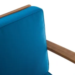 Perla 4pk Acacia Wood Club Chairs - Teak/Blue - Christopher Knight Home: Outdoor Seating With Iron Hardware, Foam Cushions -Ckhome2u Store GUEST e15f3fcc 3432 46c7 9c2a c9afe3d54b9e