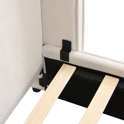 Christopher Knight Home Angelo Wood Upholstered Platform Bed With Headboard And Reading Lamp, White 7 Christopher Knight Home Angelo Wood Upholstered Platform Bed With Headboard And Reading Lamp, White - Image 7