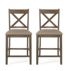 2pc Emory Farmhouse Upholstered Wood Counter Height Barstools - Christopher Knight Home -Ckhome2u Store GUEST e5ac4a09 f388 491c a8e4 a0d587106bb8