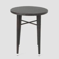 Dominica Round Wicker Bar Table - Brown - Christopher Knight Home