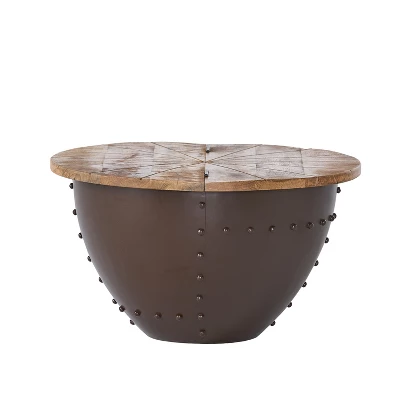 Christopher Knight Home Algonac Modern Industrial Handcrafted Mango Wood And Iron Storage Coffee Table, Natural 4 Christopher Knight Home Algonac Modern Industrial Handcrafted Mango Wood And Iron Storage Coffee Table, Natural - Image 4