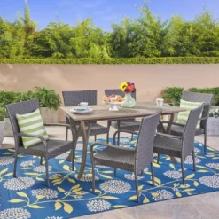 Monterey 7pc Acacia & Wicker Dining Set - Christopher Knight Home -Ckhome2u Store GUEST e79a7087 3cc0 493c aa78 fd63342d1bc1