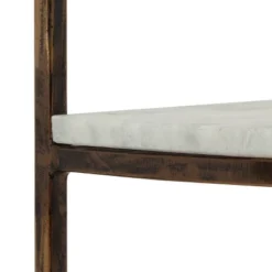 33.5" Bainville Modern Glam Handcrafted Marble Half Round Etagere Bookcase Natural White/Antique Brass - Christopher Knight Home -Ckhome2u Store GUEST e8e9bc5f cfde 4ca6 8d2c 47465c627aa2