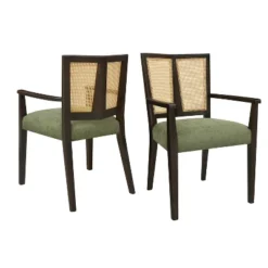 Christopher Knight Home Hana Rubberwood Upholstered Dining Arm Chairs With Cane Webbing(Set Of 2) -Ckhome2u Store GUEST ea369a3d ce8b 43b6 91b2 7bc0dd5003ae