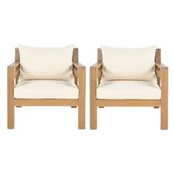 Christopher Knight Home Barnaby Outdoor Acacia Wood Slat Design Upholstered Club Chair, Beige -Ckhome2u Store GUEST eb23a5d6 67ee 40eb b8c4 4afa30c3df82