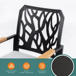 Christopher Knight Home Mirabelle Aluminum Swivel Chairs With Removable Sunbrella Cushions And Wood Armrests ( Set Of 2） -Ckhome2u Store GUEST ee7eaac7 c76b 45a0 86bb 1603c85973c6