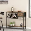 Boster Boho Industrial 8 Bottle Wine Rack Console Table With Storage Natural/Black - Christopher Knight Home