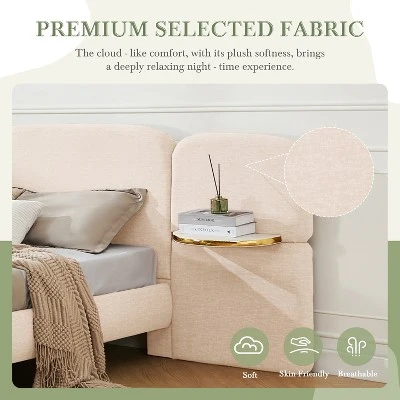 Christopher Knight Home Lindis Modern Upholstered Bed With 2 Built-in Shelves 6 Christopher Knight Home Lindis Modern Upholstered Bed With 2 Built-in Shelves - Image 6