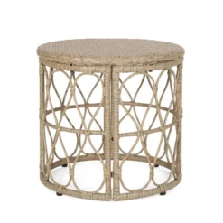 Bruce Outdoor Wicker Round Side Table Light Brown - Christopher Knight Home -Ckhome2u Store GUEST f139a55e b02a 411a 84f6 451c623895d8