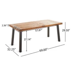 Christopher Knight Home Rust Water And UV-Resistant Rectangle Acacia Wood Outdoor Patio Dining Table Teak Finish: Weather-Resistant Patio Furniture -Ckhome2u Store GUEST f31c8cd5 c82f 4236 9576 4cc759a5461d