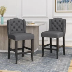 Set Of 2 Foxcroft Wingback Counter Height Barstools - Christopher Knight Home