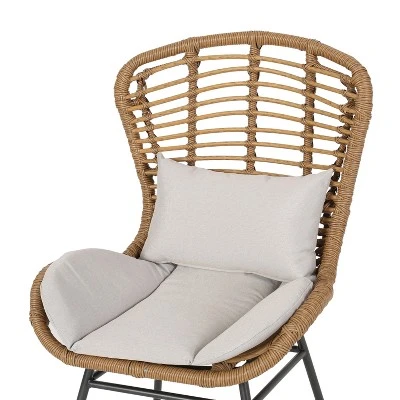 Christopher Knight Home Habra Wicker Iron Frame Club Chairs With Cushions 5 Christopher Knight Home Habra Wicker Iron Frame Club Chairs With Cushions - Image 5