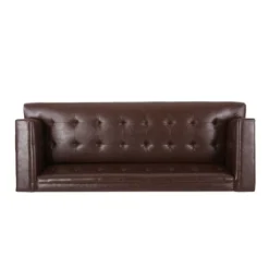 Raintree Mid Century Modern Faux Leather Tufted 3 Seater Sofa Dark Brown/Espresso - Christopher Knight Home -Ckhome2u Store GUEST f6eafcfb 9b73 4e92 8bfb dde0a329e126