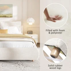 Christopher Knight Home Nicolas Boucle Upholstered Platform Bed With Removable Pillow Headboard -Ckhome2u Store GUEST f72b7791 7a9a 414c 9bdf 54982c4803ea