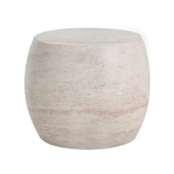 Christopher Knight Home Gilda Oval Lightweight Concrete Side Table With Travertine Finish