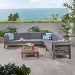 Brava 6pc Acacia Wood Sectional Patio Seating Set - Christopher Knight Home -Ckhome2u Store GUEST f854532f d494 4c87 b5a9 704623c034bd