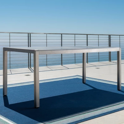 Cape Coral Rectangle Aluminum & Tempered Glass Dining Table - Silver/Gray - Christopher Knight Home 1 Cape Coral Rectangle Aluminum & Tempered Glass Dining Table - Silver/Gray - Christopher Knight Home