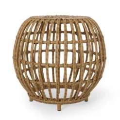 Boho Faux Rattan Outdoor Side Table, Handcrafted Patio Coffee Table, 19.7" Cylinder Patio End Tables -Christopher Knight Home, Light Brown 13 Boho Faux Rattan Outdoor Side Table, Handcrafted Patio Coffee Table, 19.7" Cylinder Patio End Tables -Christopher Knight Home, Light Brown -Ckhome2u Store GUEST f89f45cc 5498 47f5 8efa 57eeee5717ad