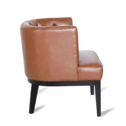 Clough Contemporary Faux Leather Tufted Accent Chair Cognac Brown/Dark Brown - Christopher Knight Home -Ckhome2u Store GUEST f9a03e7e 093a 4db4 9884 66c277b522c3
