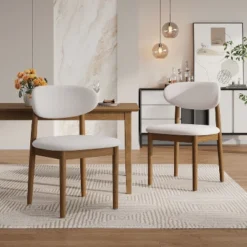 Christopher Knight Home Bulwarth Mid-Century Modern Rubberwood Upholstered Dining Chair With Curved Back (Set Of 2) -Ckhome2u Store GUEST fa3ba3f0 17da 4f61 83db 724857485162