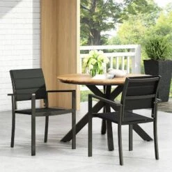 Christopher Knight Home 2pc Wilbur Mesh And Aluminum Outdoor Dining Chairs Black
