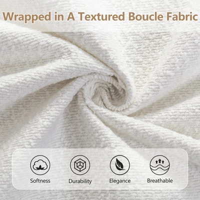 Christopher Knight Home Witt Modern Wood Boucle Platform Bed With Vertical Stripes Headboard, White 6 Christopher Knight Home Witt Modern Wood Boucle Platform Bed With Vertical Stripes Headboard, White - Image 6