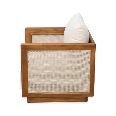 Christopher Knight Home Grath Patio Mid-Century Modern Acacia Wood Textilene Club Chair With Thick Cushion 5 Christopher Knight Home Grath Patio Mid-Century Modern Acacia Wood Textilene Club Chair With Thick Cushion - Image 5