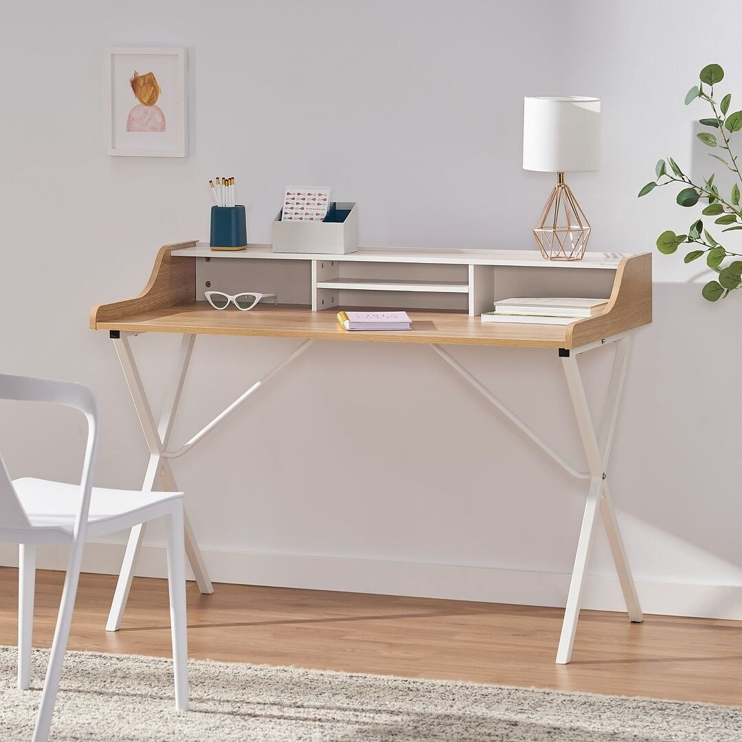 Ckhome2u Store -Ckhome2u Store Modern White Melamine Computer Desk with Built In Hutch and Iron Legs by Christopher Knight Home